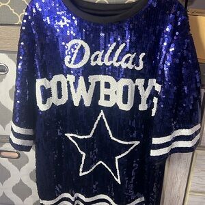 NFL  Dallas Cowboys Sequin Jersey - Blue and White
